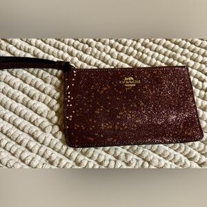 Coach Shimmering Brown Wristlet with Gold Flecks